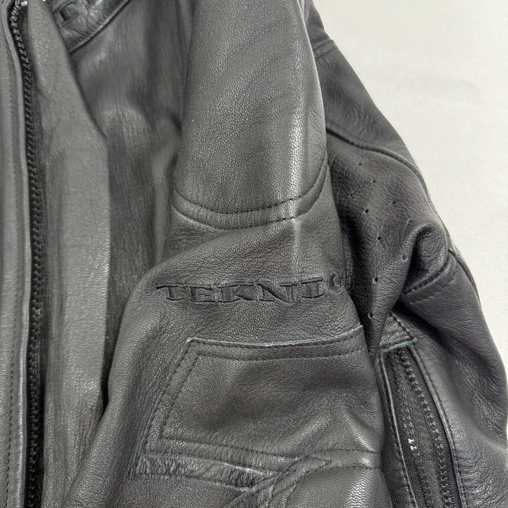 Teknic Black Padded‎ Leather Motorcycle Motocross Racing Jacket Size 42/52